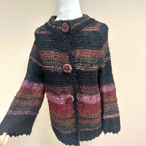 Curio multicolored flared sleeves chunky knit sweater M
